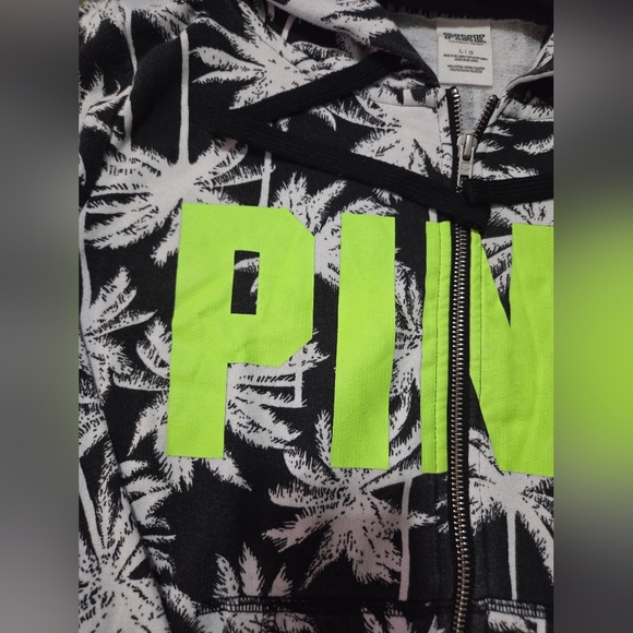 PINK Victoria's Secret Large Vintage Spellout Tropical Full Zip Hoodie - Picture 2 of 5